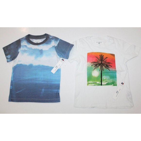 Lot of 2 Sol Angeles T Shirt Boys Size 4 Palm Tree Ocean Billow Short Sleeve NWT